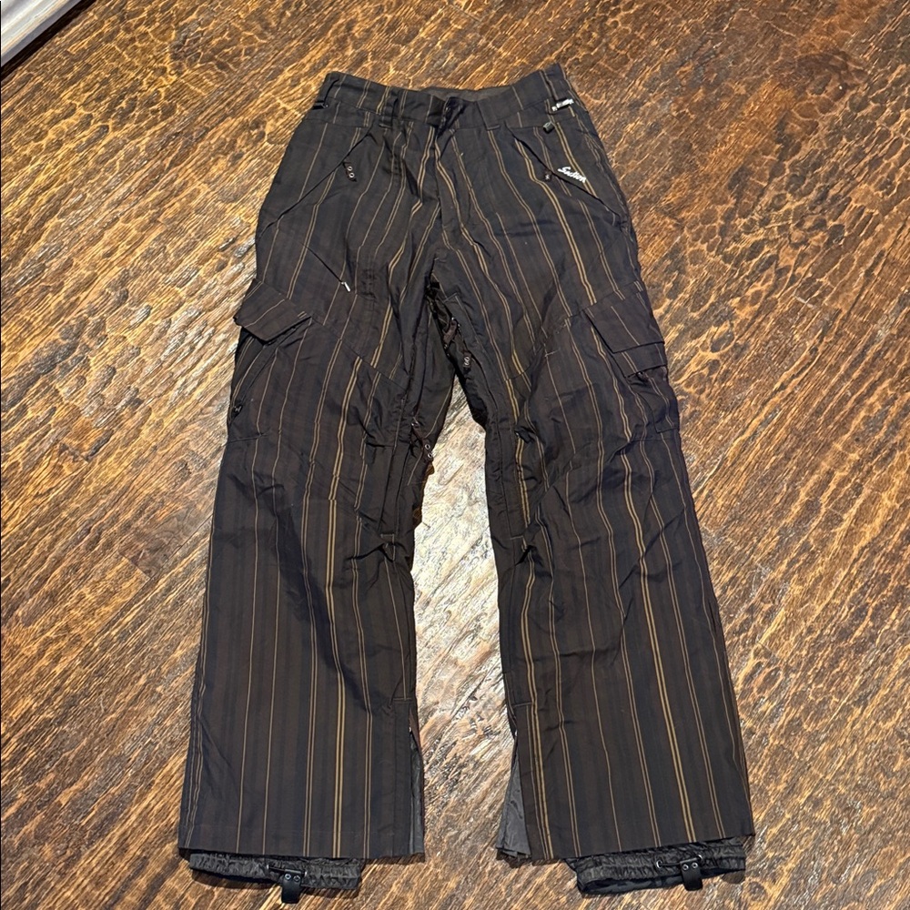 Striped brown ski snowboard snow pants sz small